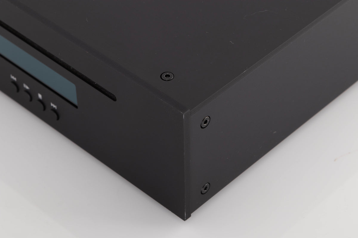 Front right corner of a used Project CD Box DS3 CD Player in a Black finish