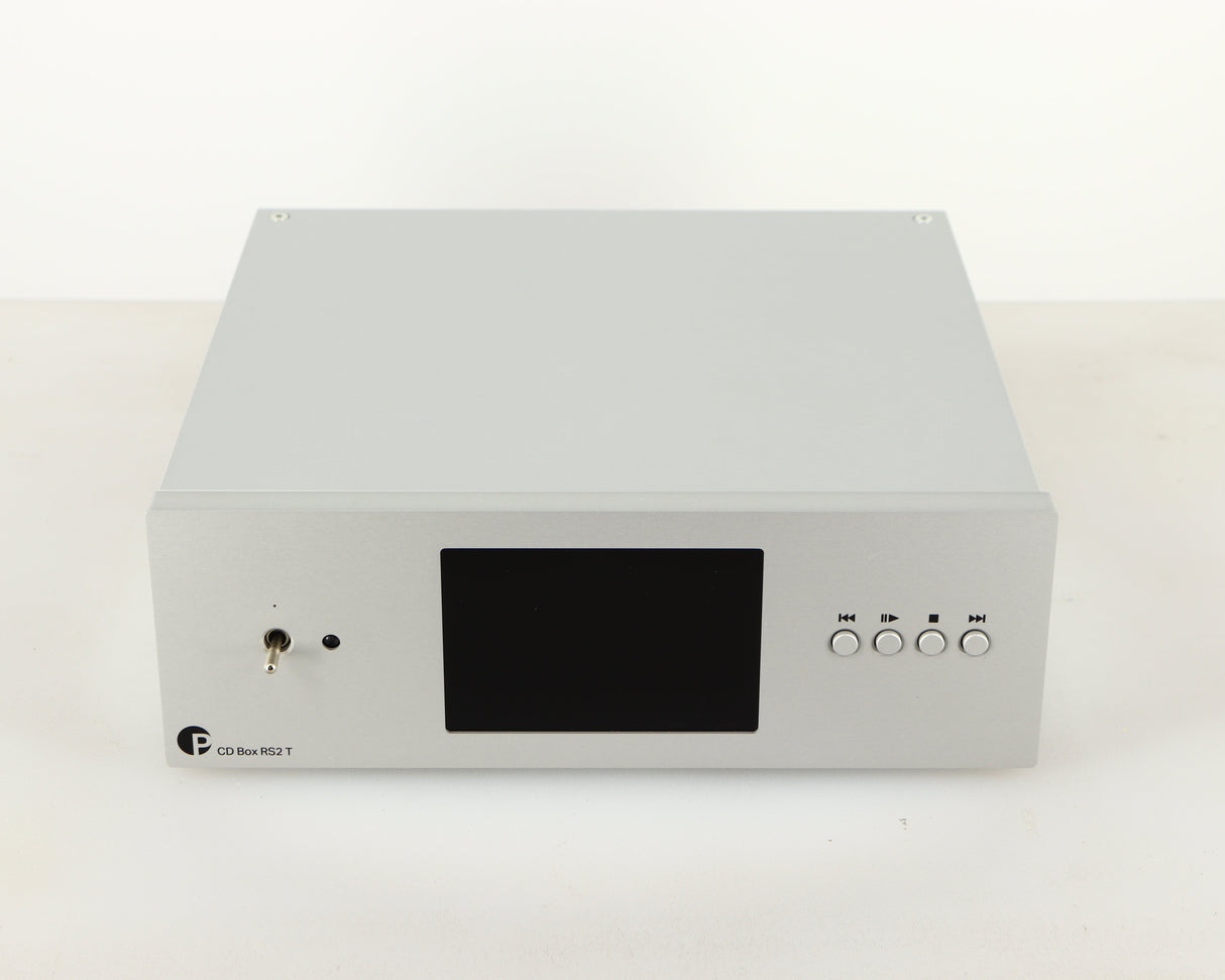 Front view of a used Project CD Box RS2 T CD Transport in a silver finish