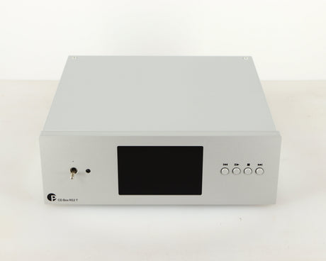 Front view of a used Project CD Box RS2 T CD Transport in a silver finish