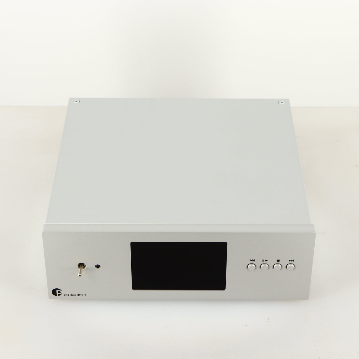 Top of a used Project CD Box RS2 T CD Transport in a silver finish