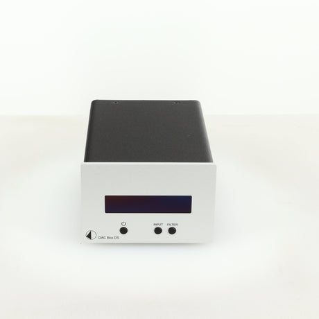 Front view of a used Project DAC Box DS in a silver finish