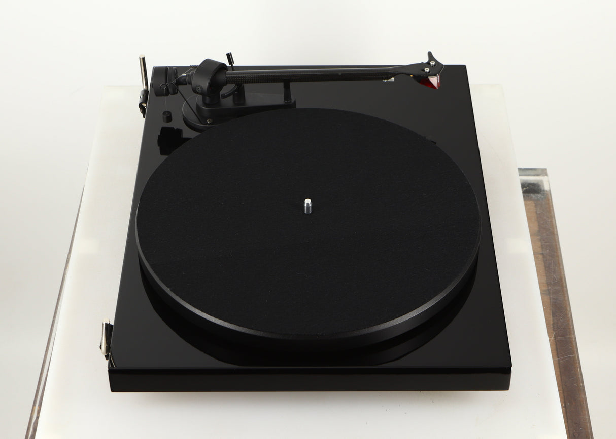 Left side view of a used Project Debut Carbon Evo DC Turntable in a black finish