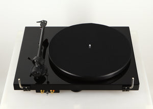 Rear view of a used Project Debut Carbon Evo DC Turntable in a black finish