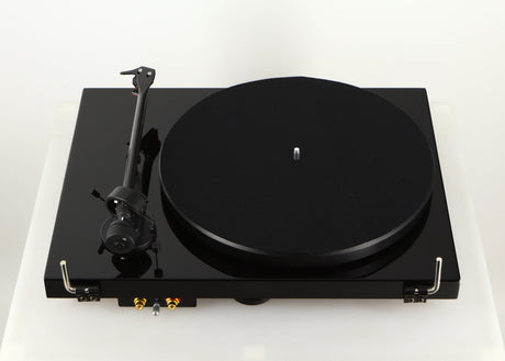 Rear view of a used Project Debut Carbon Evo DC Turntable in a black finish
