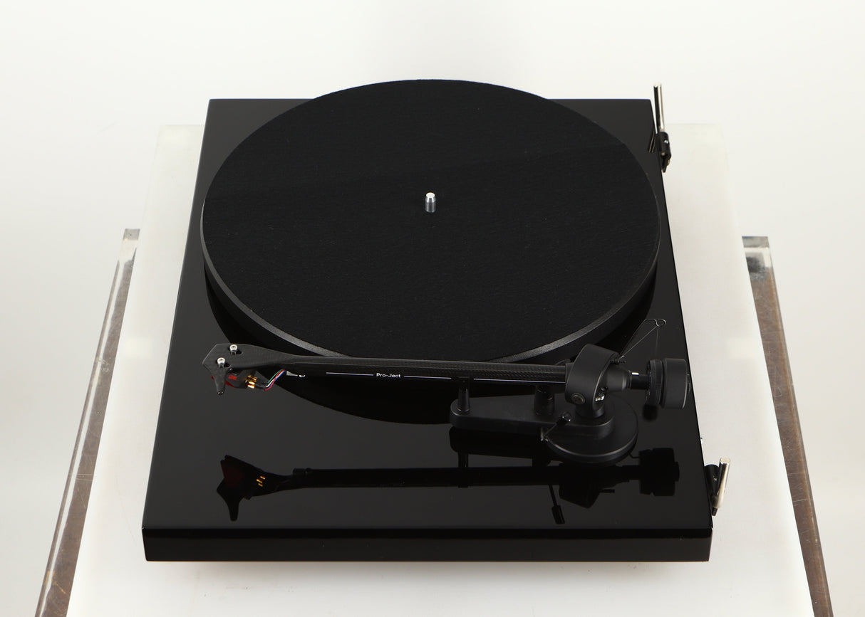 Right side view of a used Project Debut Carbon Evo DC Turntable in a black finish