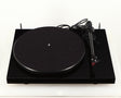 Front view of a used Project Debut Carbon Turntable in a piano black finish