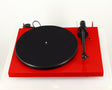 Front view of a used Project Debut Carbon Turntable in a red finish