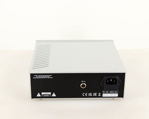Rear view of a used Project Power Box RS Uni-1-Way Power Supply in a silver  finish showing Mains Input