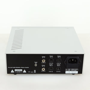 Rear view of a used Project Powerbox DS2 in a silver finish showing Mains Input