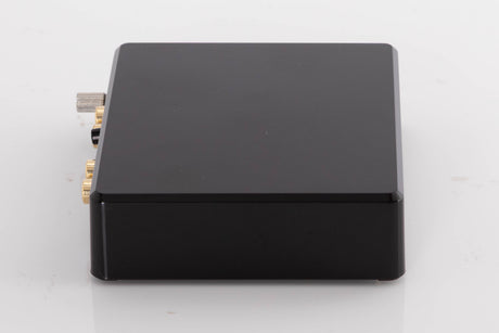 Left side view of a used Project Record Box E Phonostage in a Black finish