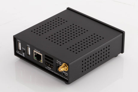 Rear left corner of a used Project Streambox S2 Ultra Network Streamer in a Black finish