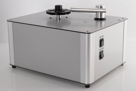 Front right corner of a used Project VC-S3 Record Cleaning Machine in a Silver finish