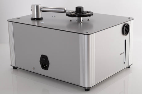 Rear left corner of a used Project VC-S3 Record Cleaning Machine in a Silver finish