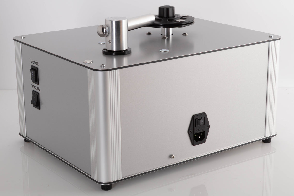Rear right corner of a used Project VC-S3 Record Cleaning Machine in a Silver finish