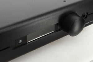 Close up view of a used PS Audio Stellar Strata Mk1 Integrated Amplifier in black finish showing the display
