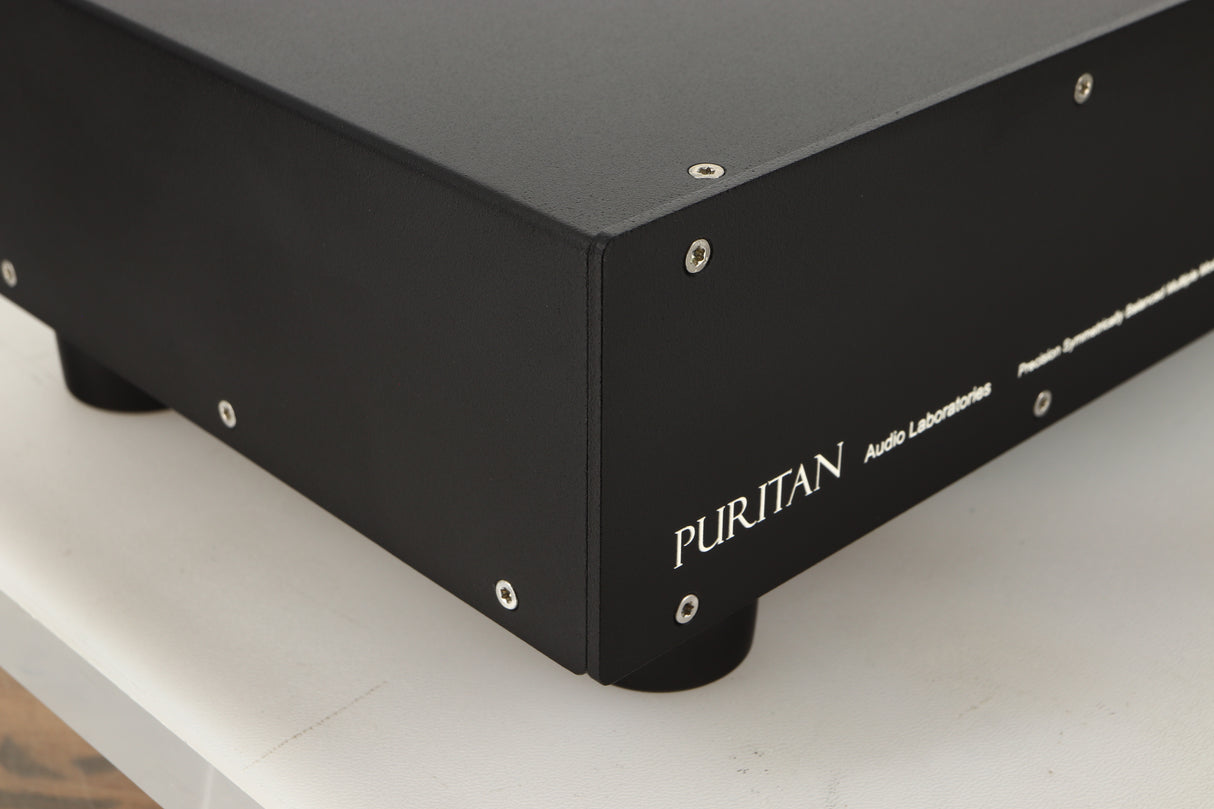 Front left corner view of a used Puritan Audio Laboratories PSM156 Studio Master Mains Purifier