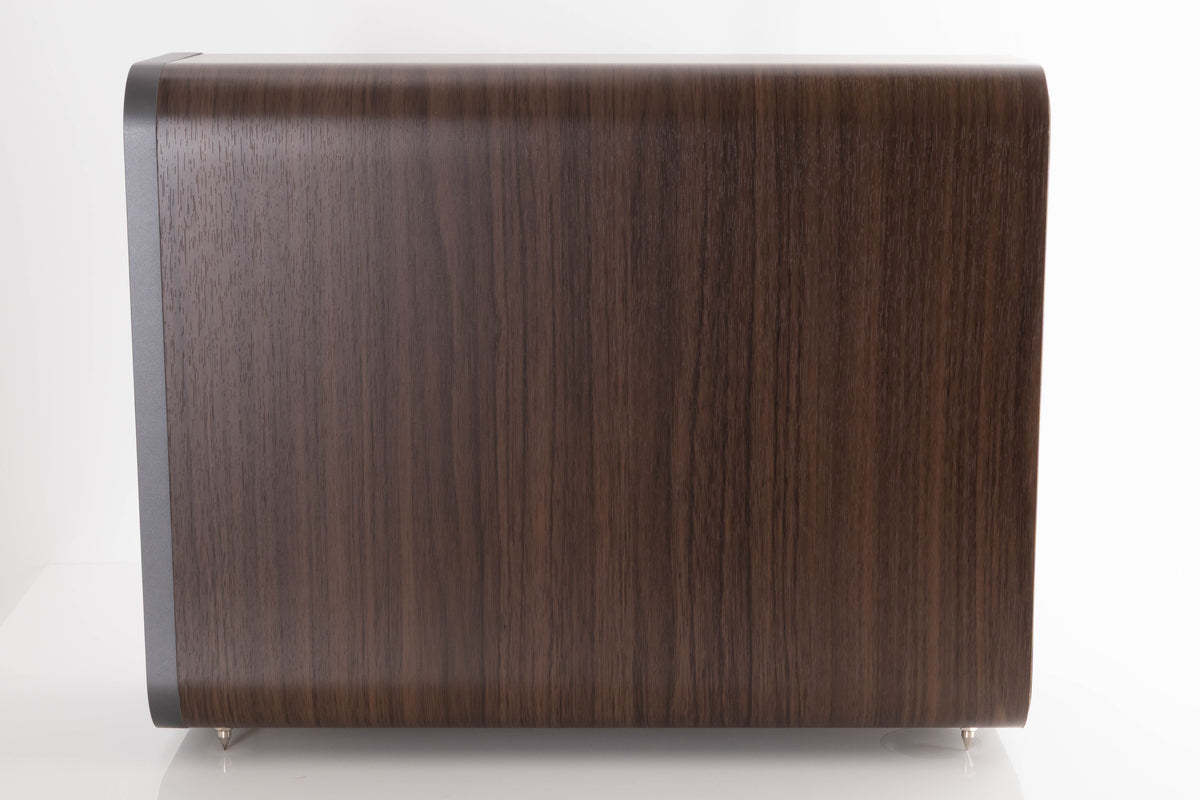 Right side view of a used Q Acoustics 3070S Subwoofer in a American Walnut finish