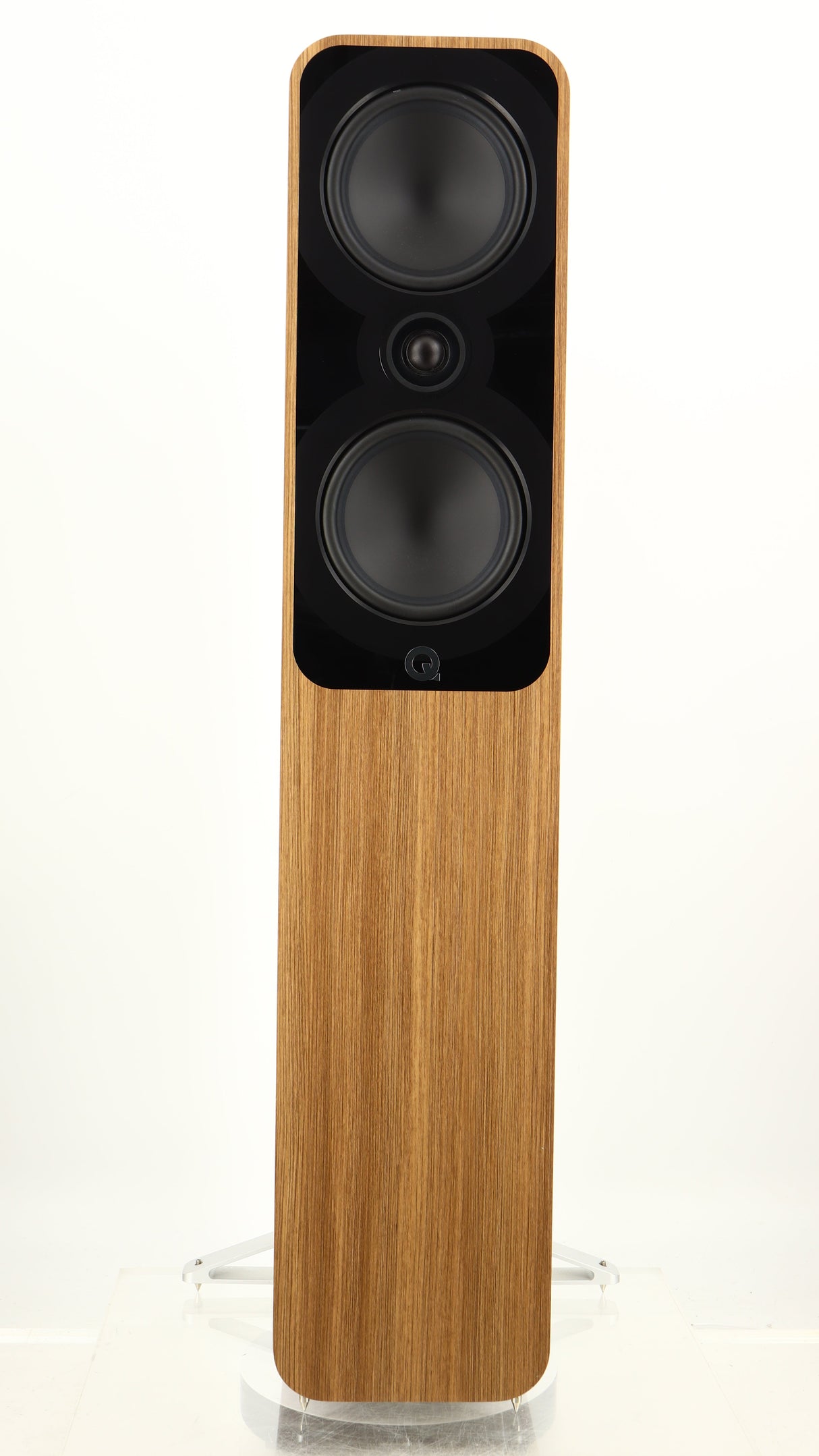 Front view of a used Q Acoustics 5050 Floorstanding Speaker in an oak finish