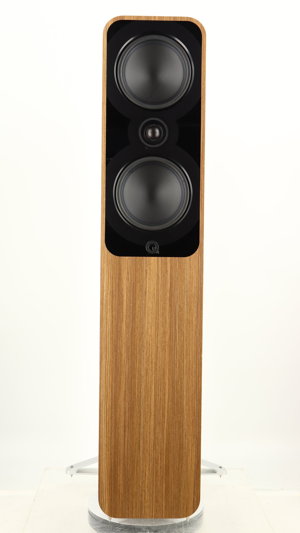 Front view of a used Q Acoustics 5050 Floorstanding Speaker in an oak finish