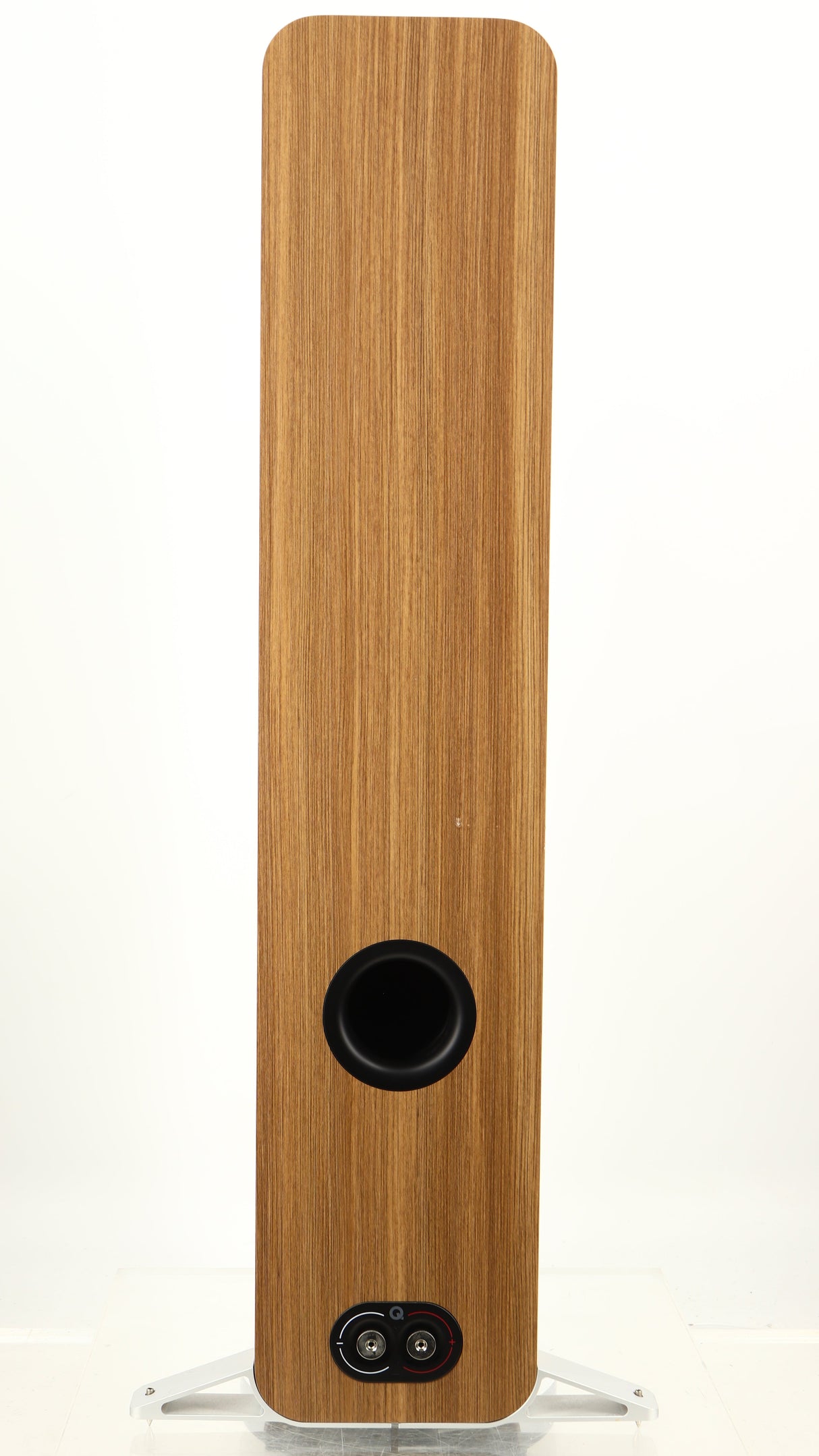 Rear view of a used Q Acoustics 5050 Floorstanding Speaker in an oak finish