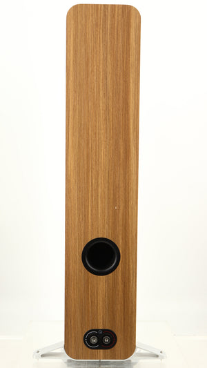 Rear view of a used Q Acoustics 5050 Floorstanding Speaker in an oak finish