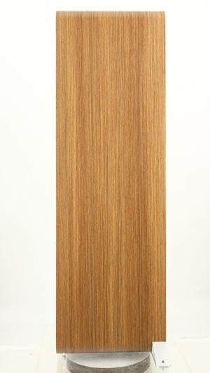 Right side view of a used Q Acoustics 5050 Floorstanding Speaker in an oak finish