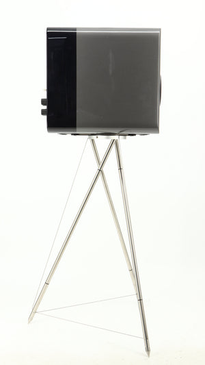 Left side view of a used Q Acoustics Concept 300 Standmount Speaker W/ Stand in a black finish