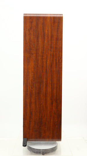 Left side view of a used Q Acoustics 3050i Floorstanding Speakers in a walnut finish