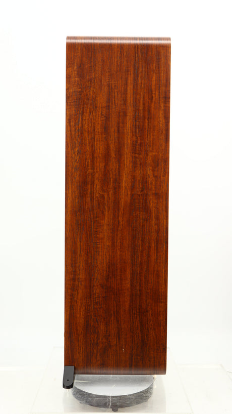 Left side view of a used Q Acoustics 3050i Floorstanding Speakers in a walnut finish