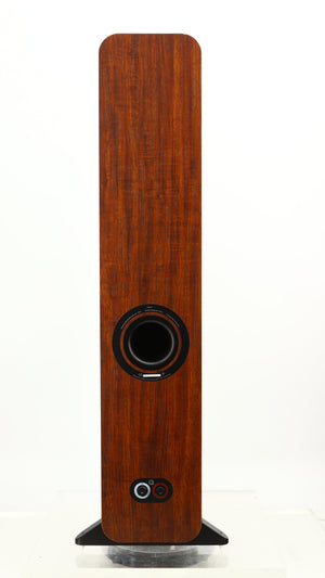 Rear view of a used Q Acoustics 3050i Floorstanding Speakers in a walnut finish