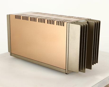 Front left corner of a used Quad 303 Power Amplifier