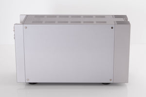 Left side view of a used Quad 303 Power Amplifier in a Silver finish