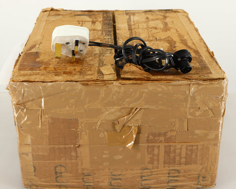 Box for a used Quad 33 Pre Amplifier showing Power Cable