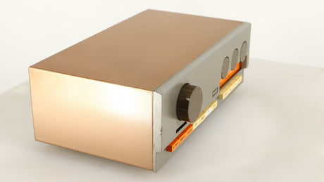 Front left corner of a used Quad 33 Pre Amplifier