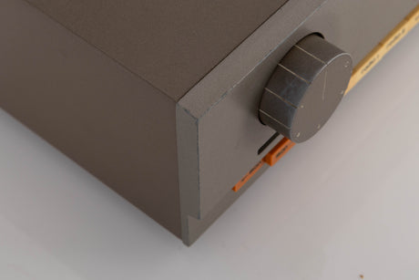 Front left corner of a used Quad 33 Pre Amplifier (Modified)