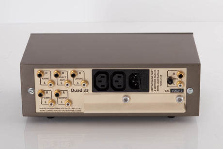 Rear view of a used Quad 33 Pre Amplifier (Modified)