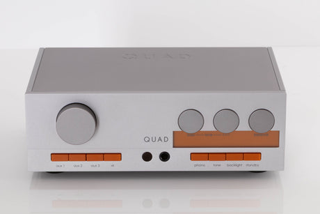 Front view of a used Quad 33 Pre Amplifier in a Silver finish