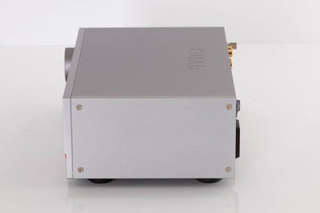 Right side view of a used Quad 33 Pre Amplifier in a Silver finish