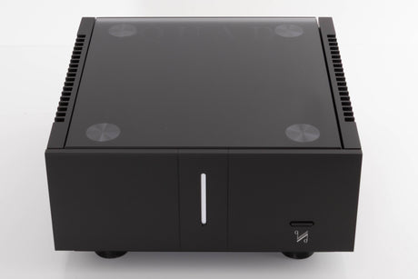 Top of a used Quad Artera Stereo Power Amplifier in a Black finish