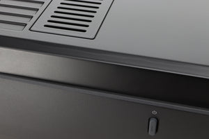 Close up view of a used Quad Elite QSP Power Amplifier showing the front edge