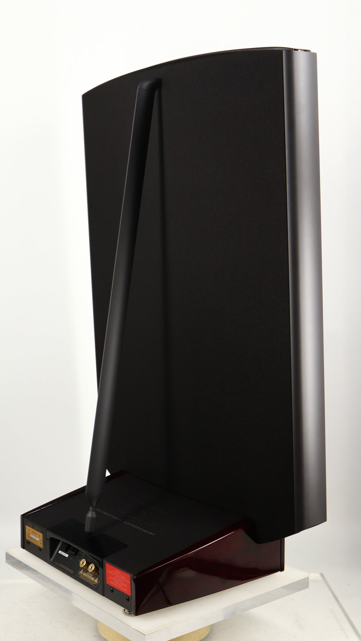 Rear left corner of a used Quad ESL-2812 Floorstanding Speaker in a black finish