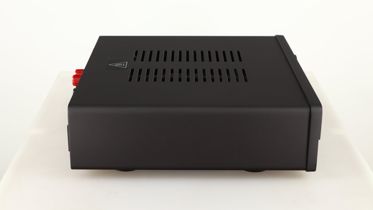Left side view of a used Quad Vena Integrated Amplifier in a lancaster grey finish