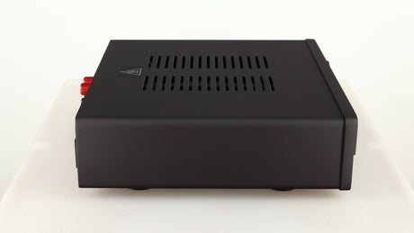 Left side view of a used Quad Vena Integrated Amplifier in a lancaster grey finish
