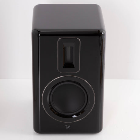 Front view of a used Quad Revela 1 Standmount Speaker in a Walnut finish