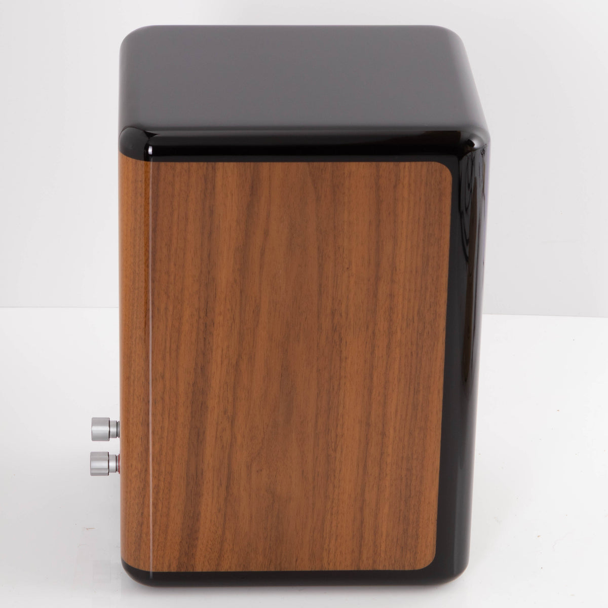 Left side view of a used Quad Revela 1 Standmount Speaker in a Walnut finish