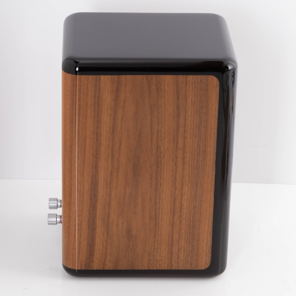 Left side view of a used Quad Revela 1 Standmount Speaker in a Walnut finish