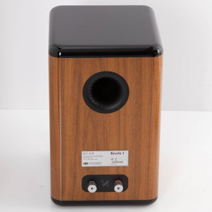 Rear view of a used Quad Revela 1 Standmount Speaker in a Walnut finish