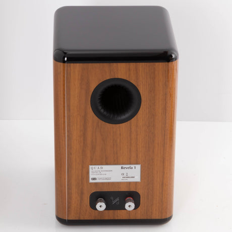 Rear view of a used Quad Revela 1 Standmount Speaker in a Walnut finish