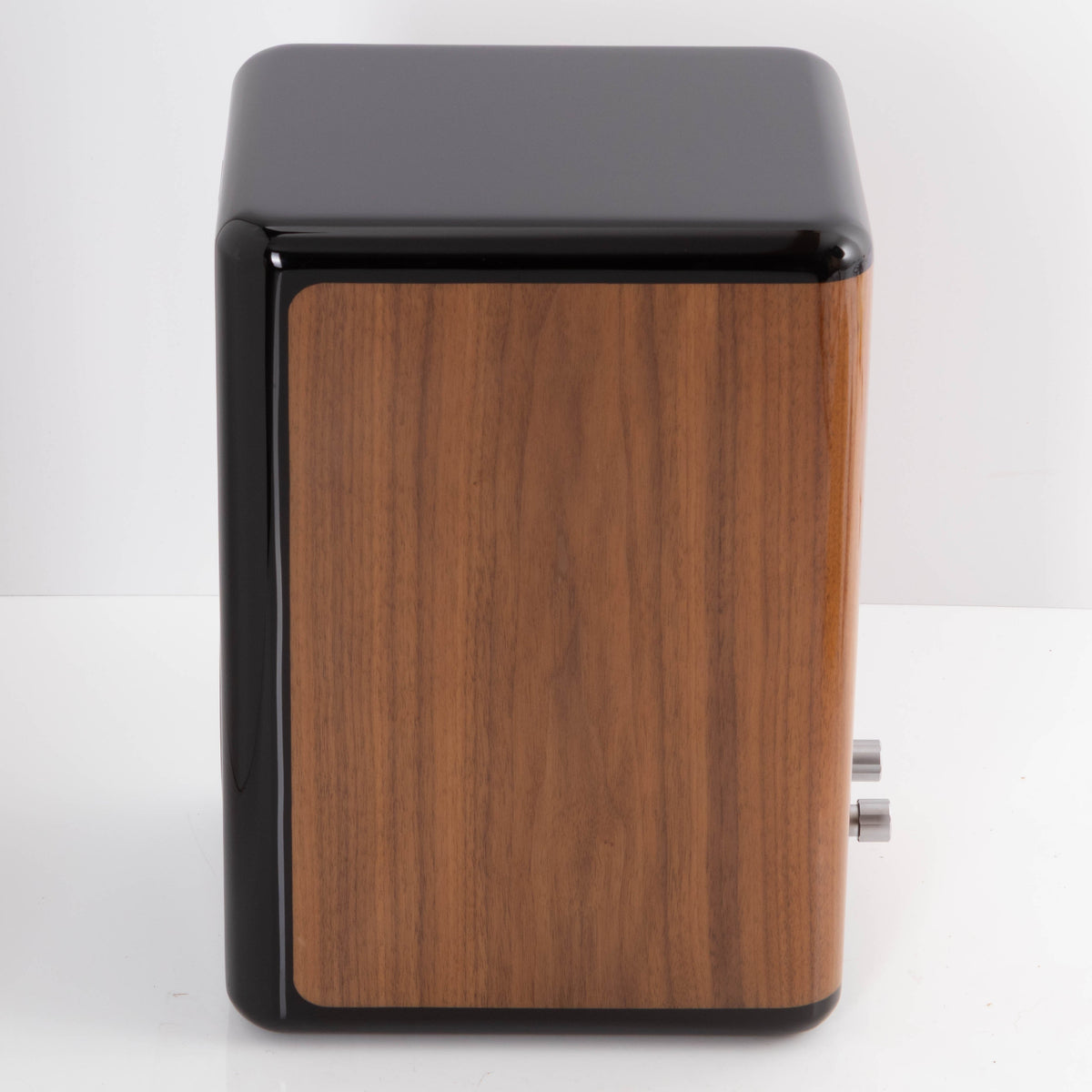 Right side view of a used Quad Revela 1 Standmount Speaker in a Walnut finish