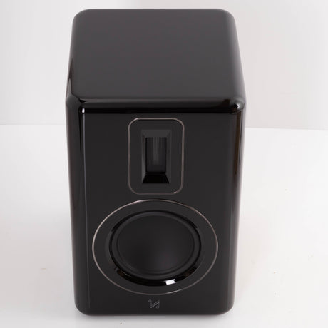 Top of a used Quad Revela 1 Standmount Speaker in a Walnut finish